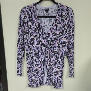 Torrid Lavender and Black Leopard Print Button-Down Cardigan
